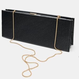 Zara Black Clutch with Gold Chain